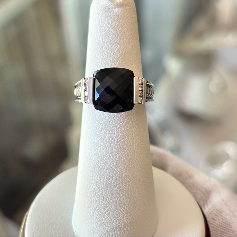 David Yurman Deco Cable Ring with Black Onyx & Diamonds 5